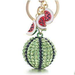 Key Rings Green Watermelon Ball Pendant Chain Ring For Women Bag Car Keyfobs Metal Keychain Keyring Drop Delivery Jewelry Dhvgr