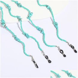 Eyeglasses Chains Bohemian Stone Glasses Chain Fashion Irregar Blue Beads Charm Sunglasses Lanyard Strap Necklace Eyeglass Cord Drop Dhv03