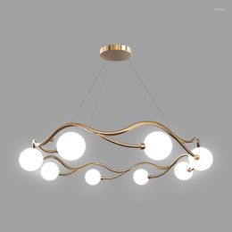 Chandeliers G9 Modern Simple LED Chandelier Lighting For Dining Living Room Bedroom Indoor Round Glass Ball Hanging Lamp Gold