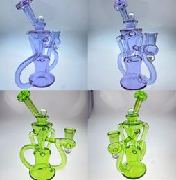 Vintage Recycler Glass Bong Water Hookah Smoking Pipes green purple Original Glass Factory made can put customer logo by DHL UPS CNE