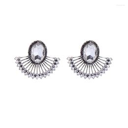 Stud Earrings Bohemia Ethnic Arrival Vintage Gold/Silver Colour Fan For Women Handmade Crystal Earring Charming Date Gift