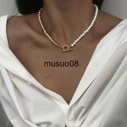 Pendant Necklaces 2023 Hot Fashion Imitation Pearls Bead Chain Necklace For Women Classic Vintage OT Clasp Gold Colour Choker Neck Jewellery Gift J230601
