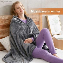 Winter Electric Blanket USB Heated Warm Shawl Heating Cold Protection Keep Warm Coral Flannel Heated Blanket Outdoor Office Home L230523