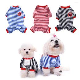 Dog Apparel Fashion Striped Clothes Cotton Pajamas Jumpsuit For Pet Puppy Soft Cozy Warm Jumpsuits Romper Sleep