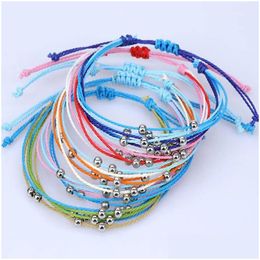 Chain Handmade Woven Braided Rope Beaded Charm Bracelets For Women Men Lover Solid Color Beach Friendship Jewelry Drop Delivery Dhwzf