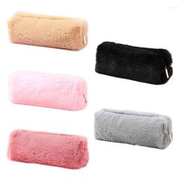 Solid Colour Plush Pencil Case School Cases Bag Stationery For Girls Supplies Tools 1014