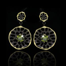 Simple Women Black Gold Earrings Cubic Zirconia Retro Hoop Earrings Ladies Jewelry Earrings Earrings for Women Luxury