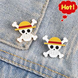 Anime Skeleton Brooch Pirate Skull Enamel Pins Cosplay Badge Backpack Cloth Denim Lapel Pin Jewellery Gift Comic Related Products