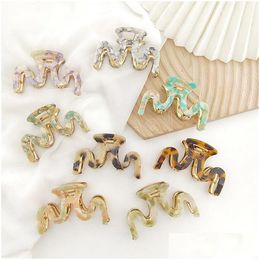Clamps Acetate Metal Hair Claw Clip Crab Barrette Women Girl Elegant Acrylic Leopard Large Clips Ponytail Headwear Drop Delivery Jew Dhmq5
