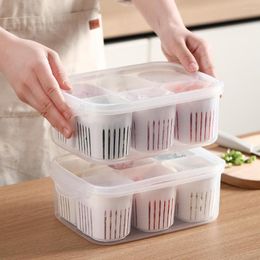 Storage Bottles Onion Ginger Garlic Sealing Fresh-keeping Box Double-layer Six Grids Container Transparent Vegetable Drain