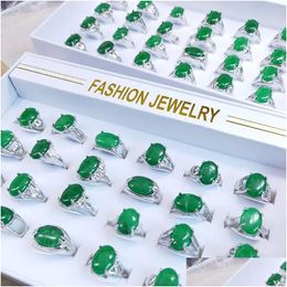 Cluster Rings Mix Styles Oval Green Quartz Stone Women Crystal Bead Finger Ring Party Street Stalls Drop Delivery Jewellery Dhyf8