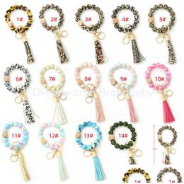 Jewellery Candy Colours Snake And Leopard Print Design Bracelet Key Chain With Tassel Good Quality Bag Ring Charm Birthday Gifts Drop D Otrlo