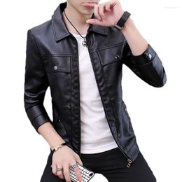 Men's Jackets Tide Men Handsome Lapel Biker Leather Jacket Autumn Men's Youth Slim Korean Style