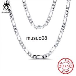 Pendant Necklaces ORSA JEWELS Italian 925 Sterling Silver 5.0mm Diamond-Cut Figaro Chain Necklace Sterling Silver Men Necklace Chains Jewelry SC34 J230601