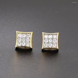 Stud Earrings Hip Hop Iced Out Square Earring For Women Men Fashion Bling Full Crystal Rock Punk Jewellery Party Accessories OHE126