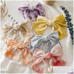 Hair Clips Barrettes Tie Dye Chiffon Satin Big Bowknot Barrette Girls Lovely Hairpins For Women Accessories Drop Delivery Jewellery Dhqry