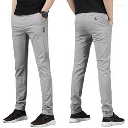 Men's Pants Men Casual Summer Thin Cotton Men's Korean Version Straight Business Slim-Fit Flat-Front Dress Pant B0034