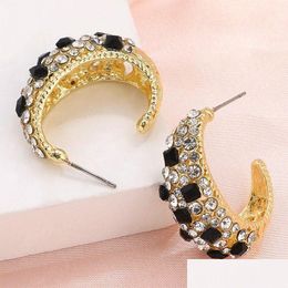 Dangle Chandelier Temperament Vintage Fashion Black Fl Diamond Circle Earrings For Women Korean Earring Birthday Party Jewelry Dro Dhev0