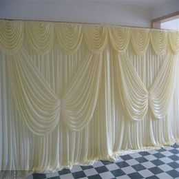 10ft 20ft Ice Silk White Color With Butterfly Swag Wedding Drape Curtain Backdrop Custom Made Colors2902