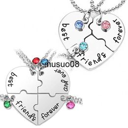 Pendant Necklaces Best Friends Necklace 3/4 Piece set Heart Shaped Puzzle Pendants Women Alloy BFF Friendship Necklaces Chains Jewelry Choker Gift J230601