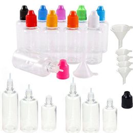 Bottles 100pcs 5ml/10ml/15ml/20ml/30ml/50ml/100ml Empty Plastic Pet E Liquid Dropper Bottles Juice Eye Bottle Long Tip Cap W/ Funnel