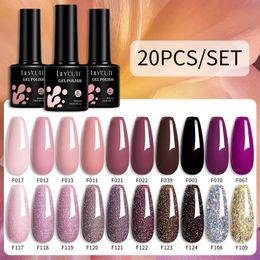 Kits Lilycute 20pcs/set Nail Gel Polish Set Autumn Glitter Nail Polish for Manicure Set Semi Permanent Soak Off Uv Led Varnish Kit