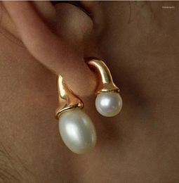 Stud Earrings 2023 Baroque Pearl Metal Geometry Irregular For Women Girls Party Jewellery Accessories