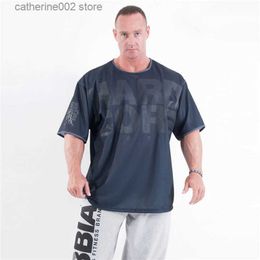 Men's T-Shirts Mens Loose Mesh breathable Gyms Shirt Sport T Shirt Casual Short Sleeve Running Workout Training Tees Fitness Top Sport clothing T230601