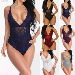 Plus Size Erotic Sexy One Pieces Lingerie Lace Embroidery Bodysuit Transparent Sex Dress Women Mesh Tights Sexy Exotic Body Sock L230518