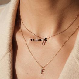 Pendant Necklaces Women Tiny Letter A-Z Initial Necklaces Small Shiny Letter Girl Chain Choker Gold Colour Stainless Steel Layered Collar Jewellery J230601