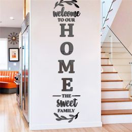 Wall Stickers 3d Mirror English Letters Home Family SelfAdhesive Acrylic Decals For Room Decor Decoration Accessories 230531