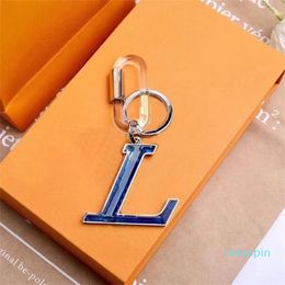 2023-Designer Blue Acrylic Key Buckle Luxury Bag Parts New Fashion Big Letter Key Chain Pendant And Bags Pendants