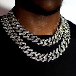 Pendant Necklaces Punk Hip Hop Iced Out Rhinestones Cuban Chain Necklace For Men Women Bling Crystal Prong Cuban Link Choker Necklace Jewelry Gift J230601