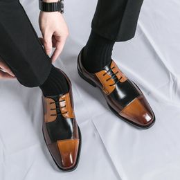 New Derby Shoes Lace-up Square Toe Spring/Autumn Handmade Mens Formal Shoes Free Shipping Size 38-48 Men Shoes