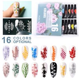 Punch Kads 16 Colours Nail Stamping Gel Polish Set 8ml for Stamp Plate Template Gel Varnish Paint Printing Transfer Lacquer Tool