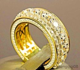 Band Rings Luxury Female Zircon Finger Ring Fashion Yellow Gold Party Engagement Charm Wedding For Women