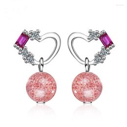 Stud Earrings Heart Zircon Strawberry Crystal Tassel Pendant For Women Trend Creative Party Gift Jewellery SAE397