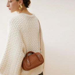Evening Bags YFZ Small Messenger For Women Leather Handbag Crossbody Style Ladies Designer Shoulder Waven Top-handle Vintage