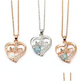 Pendant Necklaces Love Mom Gift Mama Zircon Heart Necklace Sier Color/Gold Jewelry Mother Day For Letter Drop Delivery Pendants Dhq7D