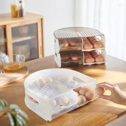 Storage Bottles Creative Automatic Rolling Type Egg Box Large Capacity Stackable Plastic Holder Tray Household Fridge Organizer Bin