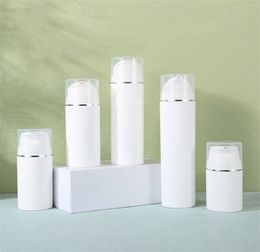 wholesale 50ml 80ml 100ml 150ml 200ML Bottiglie per pompa airless in plastica Silver Line Maquiagem Liquid Makeup Contenitori cosmetici vuoti