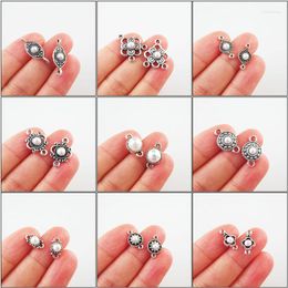 Charms Fashion Star Crown Eye Flower Round White Plastic Pendants Connectors Antique Silver Colour