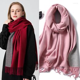 Scarves Thick Winter Cashmere Shawl For Women Solid Double Side Pashmina Warm Blanket With Tassel Foulard Fashion Bufanda 2023