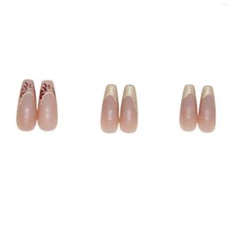 False Nails Gold Foil Nail Art Artificial Durable Full Cover For Starter Beginners