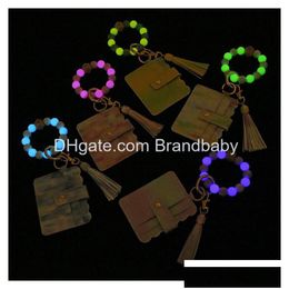 Jewelry Sile Beads Key Chain For Keys Colorf Wristlet Bracelet Fluorescent Car Ring Charms Wholesale Drop Delivery Baby Kids Materni Otosz