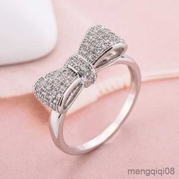 Band Rings King Trendy Women's Bowknot Simplicity High-grade Crystal Wedding Bride Princess Engagement Ring Size