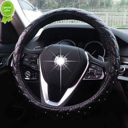 New Crystal Diamond Car Steering Wheel Covers for Women Girl Leather Rhinestone covered Steering-Wheel Auto Interior Accessories