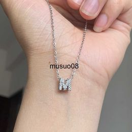 Pendant Necklaces Cute Small Name Initial Letter Pendant Necklace for Women Trendy Silver Color CZ Alphabet Charm Stainless Steel Thin Chain J230601