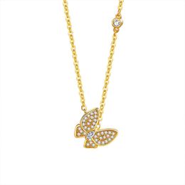 Butterfly Necklace S925 Sterling Silver Korean Edition Fashion Micro Set Zircon Clavicle Chain Forest Versatile Pendant