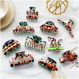 Clamps Leopard Print Hair Clips Claw For Women Headwear Rainbow Colour Transparent Hairpin Symphony Accessories Drop Delivery Jewellery Dhmnb
